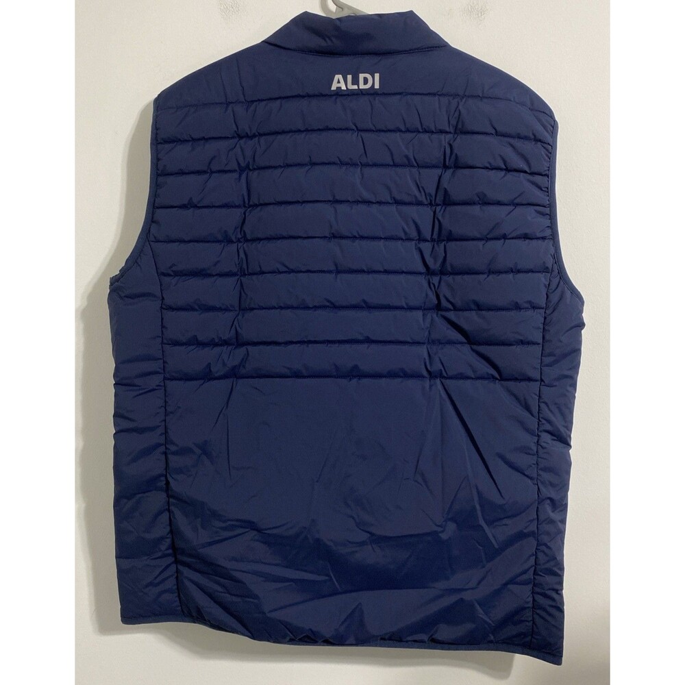 ALDI GEAR 2025 Men's L Blue Quilted Puffer Vest Pockets Logo Sleeveless NEW - Picture 8 of 9